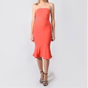 Likely Strapless Dress in Coral Red | Size 2
